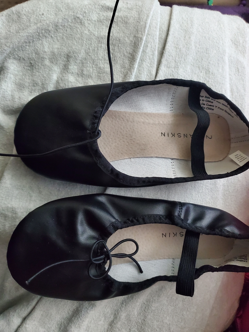 Danskin Black Ballet Slippers -pleather- Size 2